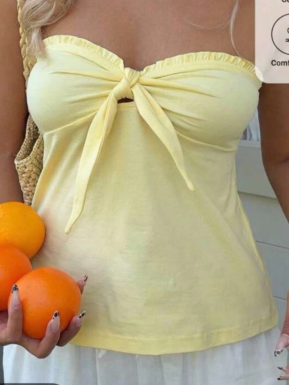 Hollister Yellow Tie-Front Strapless Camisole